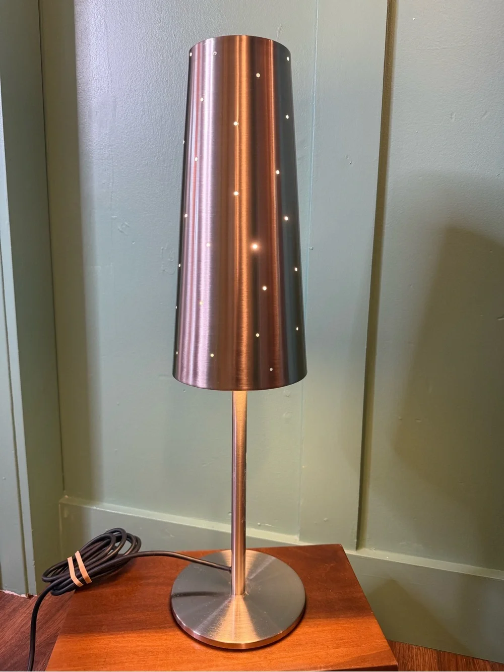 IKEA Tallvik Silver Table Lamp Rare Vintage Pierced Metal Anne Nilsson Retro